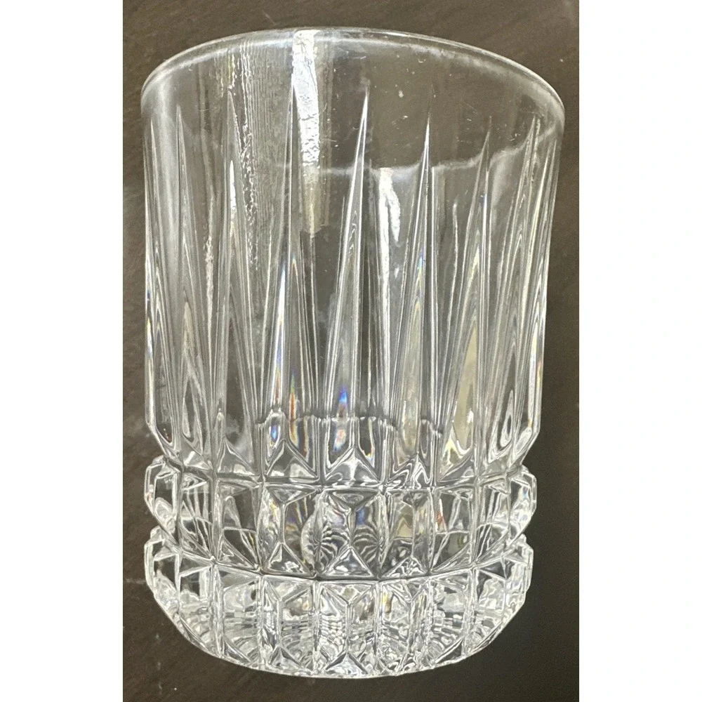 Set Of 2 MCM Crystal Heritage Double Old Fashion Glasses Bar Heavy Bottom